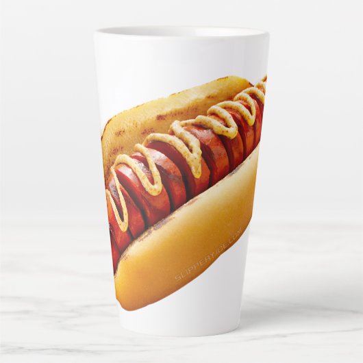 滑りやすいジョーのホットドッグは柔らかいパン鮮やかの音を鳴らした カフェラテマグ (正面)