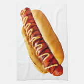 滑りやすいジョーのホットドッグは柔らかいパン鮮やかの音を鳴らした キッチンタオル (縦)