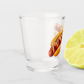 滑りやすいジョーのホットドッグは柔らかいパン鮮やかの音を鳴らした ショットグラス (左)