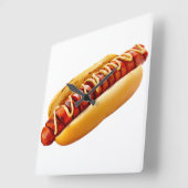 滑りやすいジョーのホットドッグは柔らかいパン鮮やかの音を鳴らした スクエア壁時計 (傾斜)