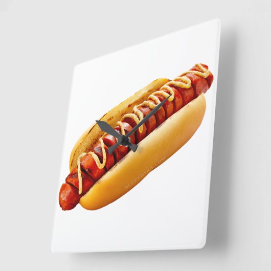 滑りやすいジョーのホットドッグは柔らかいパン鮮やかの音を鳴らした スクエア壁時計 (傾斜)