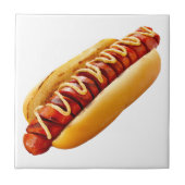 滑りやすいジョーのホットドッグは柔らかいパン鮮やかの音を鳴らした タイル (正面)