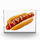 滑りやすいジョーのホットドッグは柔らかいパン鮮やかの音を鳴らした フォトブロック (正面)