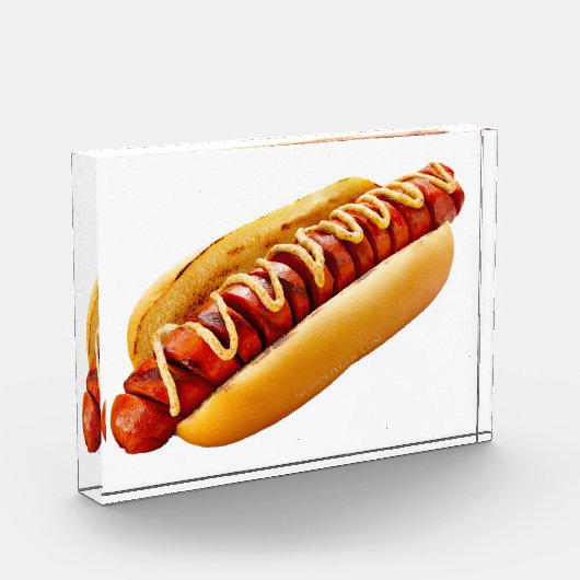 滑りやすいジョーのホットドッグは柔らかいパン鮮やかの音を鳴らした フォトブロック (左)