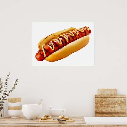 滑りやすいジョーのホットドッグは柔らかいパン鮮やかの音を鳴らした ポスター (キッチン)