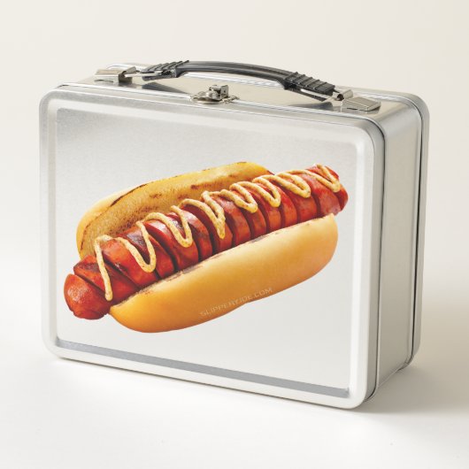 滑りやすいジョーのホットドッグは柔らかいパン鮮やかの音を鳴らした メタルランチボックス (正面)