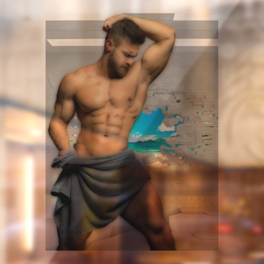 滑りやすいジョーのマンタオル白レンガの壁のバーを壊した ウィンドウサイン (シート2)