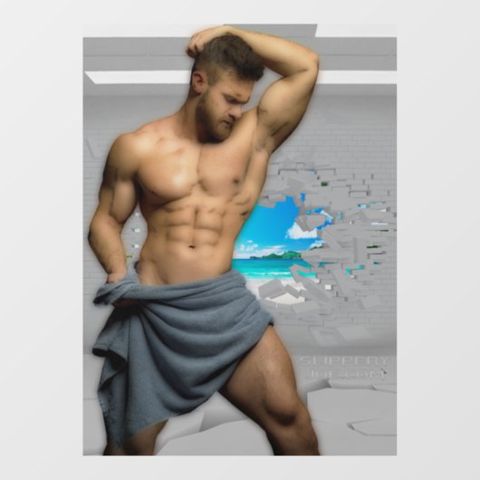 滑りやすいジョーのマンタオル白レンガの壁のバーを壊した ウィンドウサイン (シート)