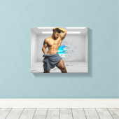 滑りやすいジョーのマンタオル白レンガの壁のバーを壊した キャンバスプリント (インサイチュ (ウッドフロア))