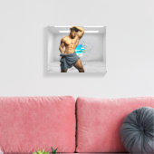 滑りやすいジョーのマンタオル白レンガの壁のバーを壊した キャンバスプリント (インサイチュ (リビング))