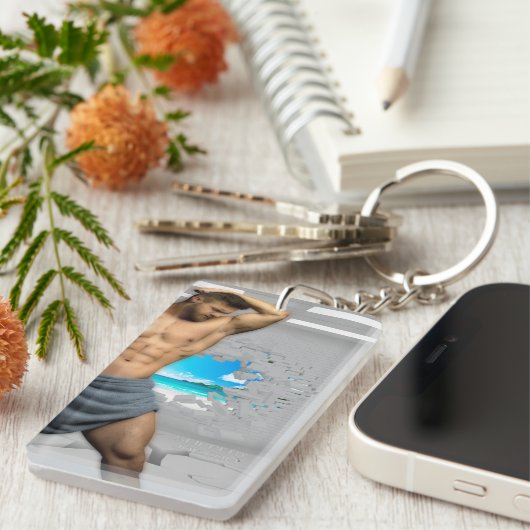 滑りやすいジョーのマンタオル白レンガの壁のバーを壊した キーホルダー (正面右)