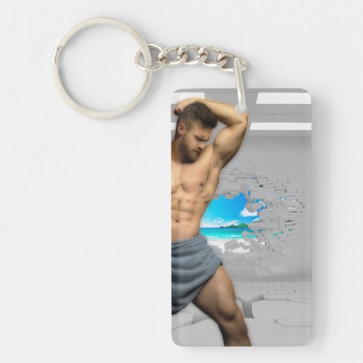 滑りやすいジョーのマンタオル白レンガの壁のバーを壊した キーホルダー (正面)