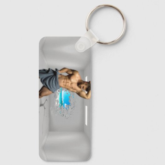 滑りやすいジョーのマンタオル白レンガの壁のバーを壊した キーホルダー (裏面)