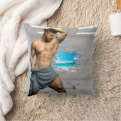 滑りやすいジョーのマンタオル白レンガの壁のバーを壊した クッション (ブランケット)