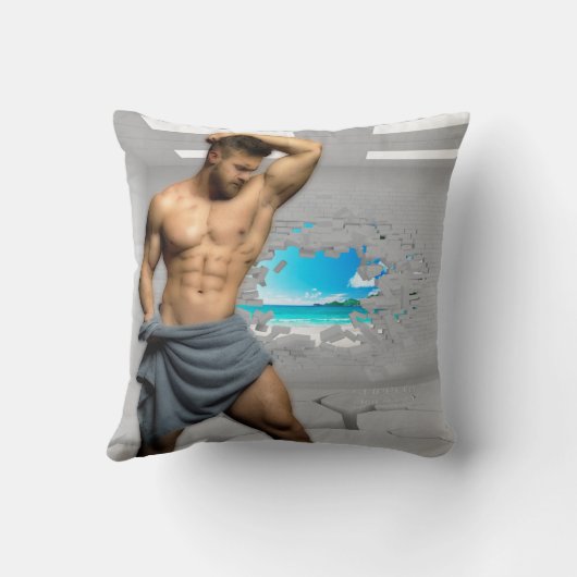 滑りやすいジョーのマンタオル白レンガの壁のバーを壊した クッション (裏面)