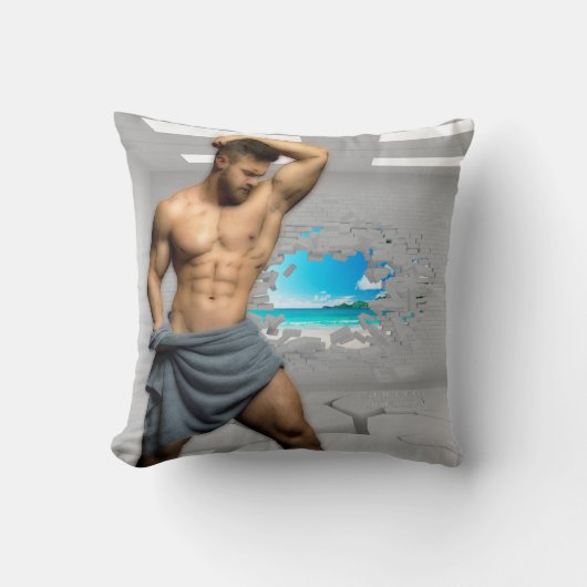 滑りやすいジョーのマンタオル白レンガの壁のバーを壊した クッション (正面)