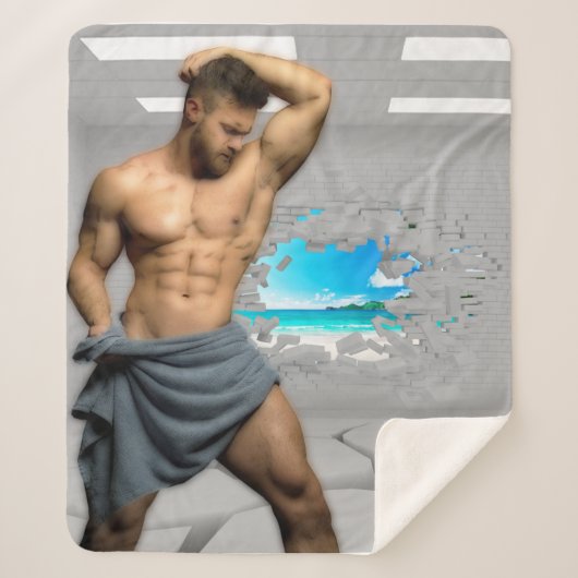 滑りやすいジョーのマンタオル白レンガの壁のバーを壊した シェルパブランケット (正面)