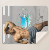 滑りやすいジョーのマンタオル白レンガの壁のバーを壊した シェルパブランケット (正面(横))