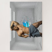 滑りやすいジョーのマンタオル白レンガの壁のバーを壊した ジグソーパズル (縦)