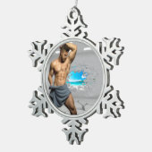 滑りやすいジョーのマンタオル白レンガの壁のバーを壊した スノーフレークピューターオーナメント (右)