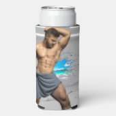 滑りやすいジョーのマンタオル白レンガの壁のバーを壊した スリム缶クーラー (Seltzer裏面)