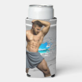 滑りやすいジョーのマンタオル白レンガの壁のバーを壊した スリム缶クーラー (Seltzer正面)