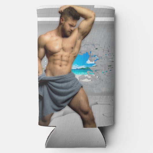 滑りやすいジョーのマンタオル白レンガの壁のバーを壊した スリム缶クーラー (裏面)