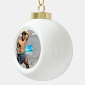 滑りやすいジョーのマンタオル白レンガの壁のバーを壊した セラミックボールオーナメント (右)