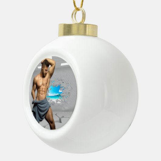 滑りやすいジョーのマンタオル白レンガの壁のバーを壊した セラミックボールオーナメント (右)