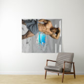 滑りやすいジョーのマンタオル白レンガの壁のバーを壊した タペストリー (インサイチュ(横))