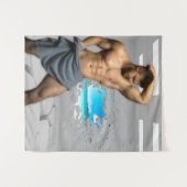 滑りやすいジョーのマンタオル白レンガの壁のバーを壊した タペストリー (正面(横))