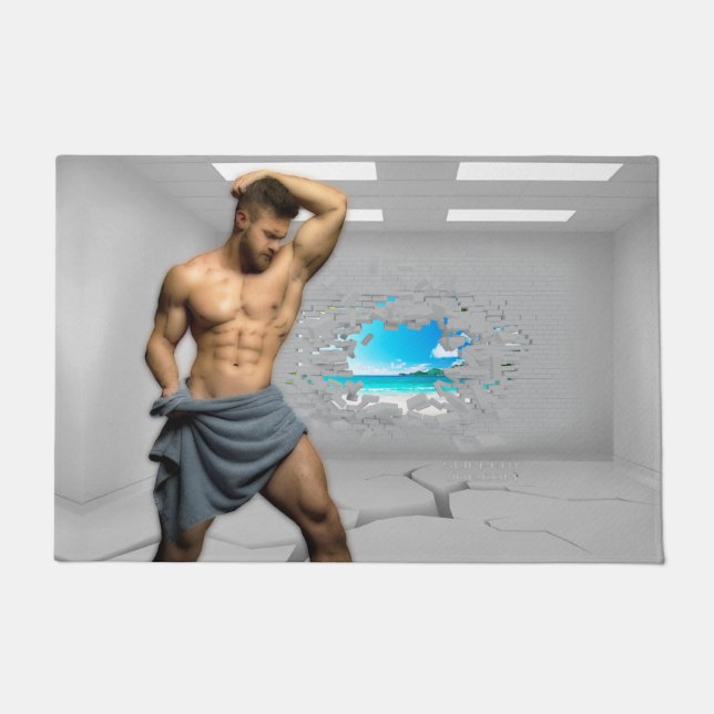 滑りやすいジョーのマンタオル白レンガの壁のバーを壊した ドアマット (正面)