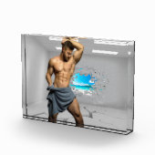 滑りやすいジョーのマンタオル白レンガの壁のバーを壊した フォトブロック (右)