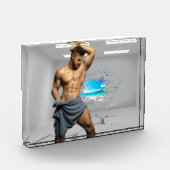 滑りやすいジョーのマンタオル白レンガの壁のバーを壊した フォトブロック (左)