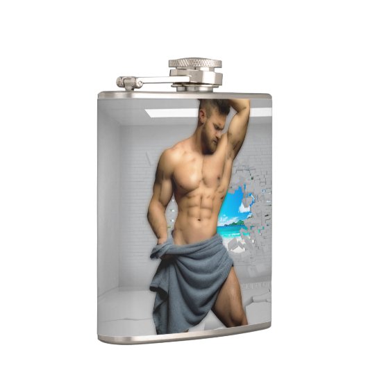 滑りやすいジョーのマンタオル白レンガの壁のバーを壊した フラスク (右)