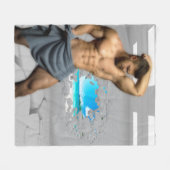 滑りやすいジョーのマンタオル白レンガの壁のバーを壊した フリースブランケット (正面(横))