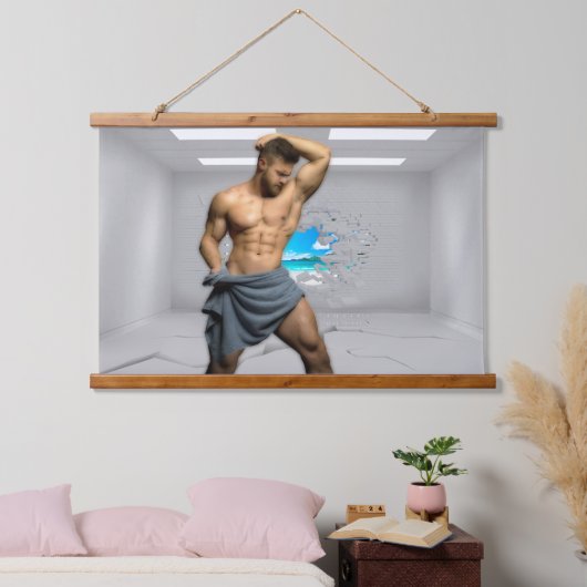 滑りやすいジョーのマンタオル白レンガの壁のバーを壊した 吊り下げ型タペストリー (寝室)