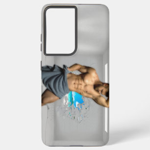 滑りやすいジョーのマンタオル白レンガの壁のバーを壊した SAMSUNG GALAXY S21 ULTRAケース