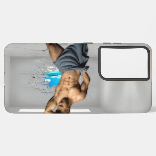 滑りやすいジョーのマンタオル白レンガの壁のバーを壊した SAMSUNG GALAXYケース (左側面)