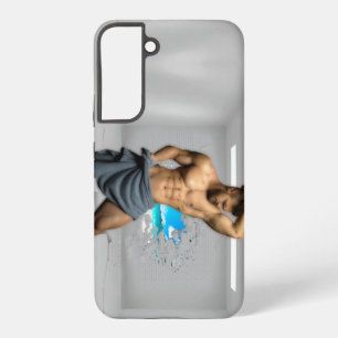 滑りやすいジョーのマンタオル白レンガの壁のバーを壊した SAMSUNG GALAXY S22+ケース