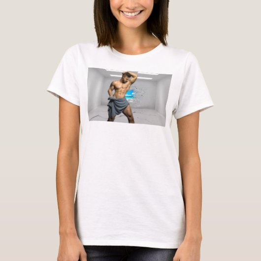 滑りやすいジョーのマンタオル白レンガの壁のバーを壊した Tシャツ (正面)