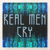 滑りやすいジョーの実在男は涙を黒い青いアクアを叫ぶ ガラスコースター (正面)