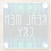 滑りやすいジョーの実在男は涙を黒い青いアクアを叫ぶ ガラスコースター (裏面)