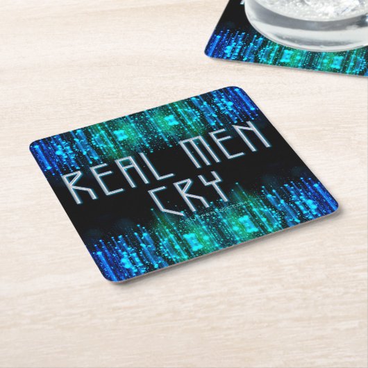 滑りやすいジョーの実在男は涙を黒い青いアクアを叫ぶ スクエアペーパーコースター (アングル)