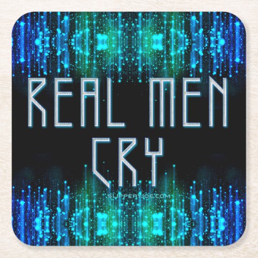 滑りやすいジョーの実在男は涙を黒い青いアクアを叫ぶ スクエアペーパーコースター (正面)