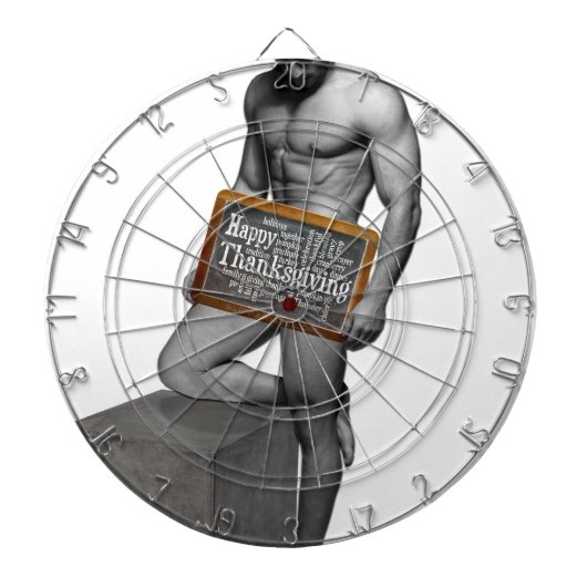 滑りやすいジョーの感謝祭の伝統の筋肉質な男性 ダーツボード (正面)