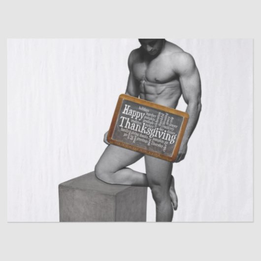 滑りやすいジョーの感謝祭の伝統の筋肉質な男性 薄葉紙 (正面)