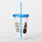 滑りやすいジョーの救馬に乗るわらカウボーイハムス アクリルタンブラー (正面)
