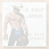 滑りやすいジョーの救馬に乗るわらカウボーイハムス ガラスコースター (裏面)