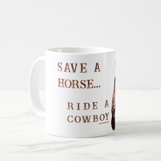 滑りやすいジョーの救馬に乗るわらカウボーイハムス コーヒーマグカップ (正面左)